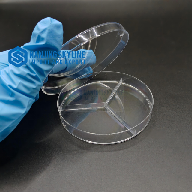 Sterile Petri Dish Disposable Tissue Cell Culture Plate Plastic 90*15mm 3 room