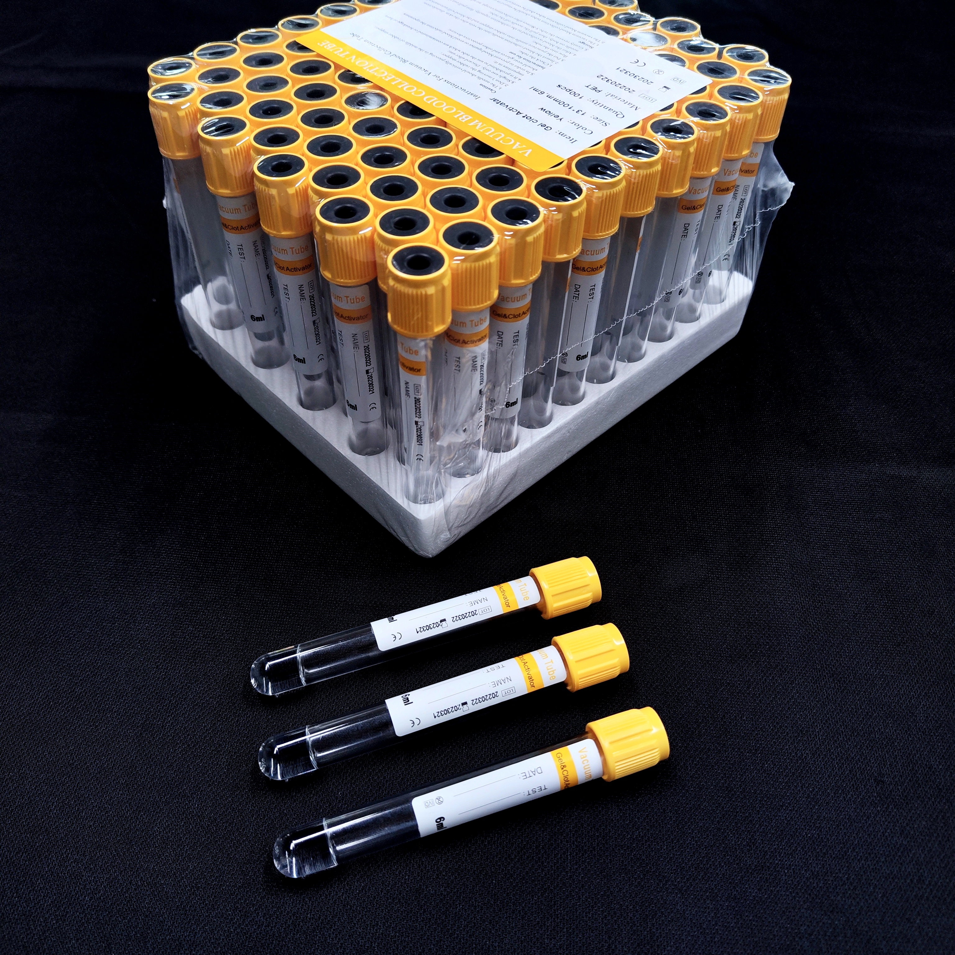 Yellow Gel Clot Activator Blood Vacuum Tube