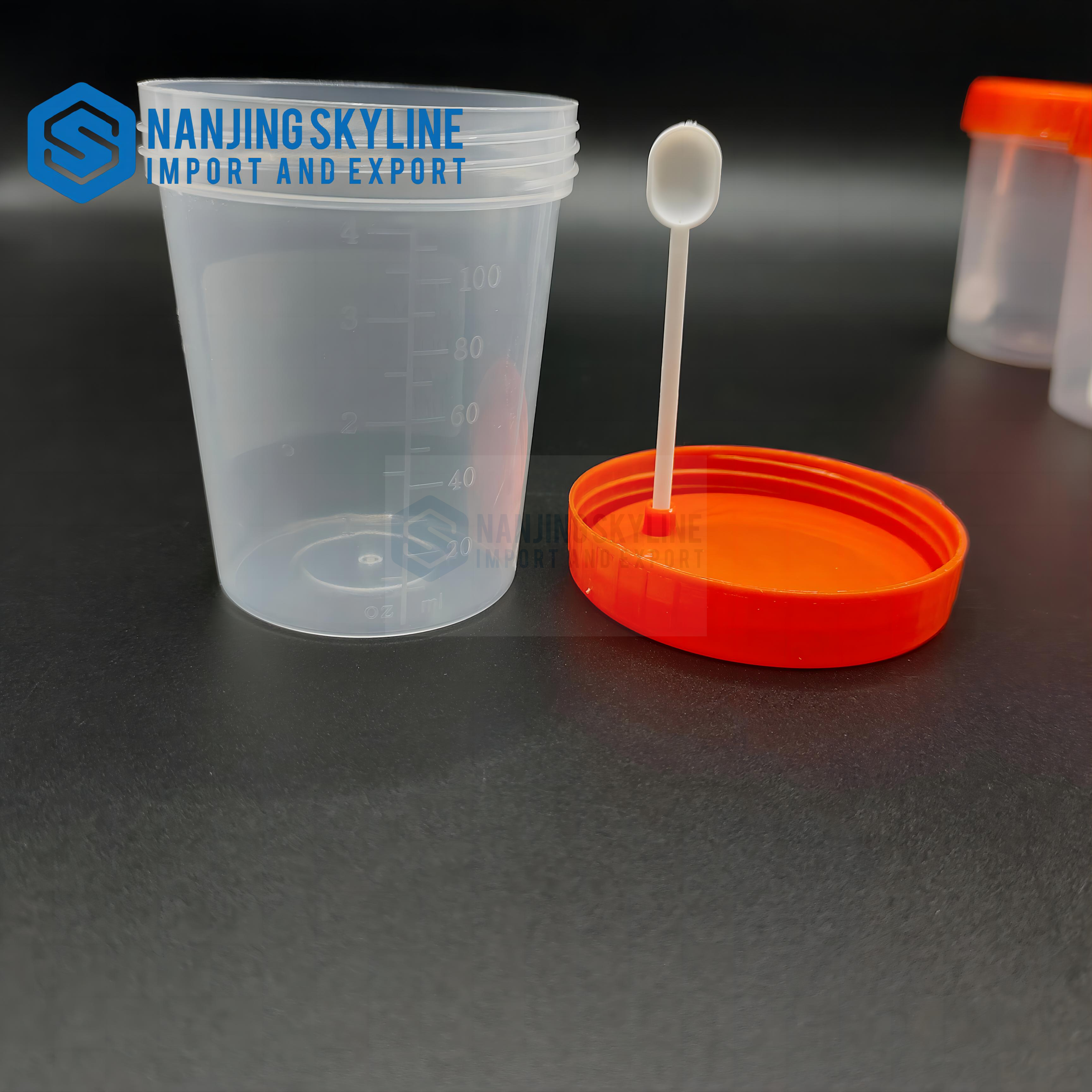 Disposable stool container cup with spoon 100ml sterilized Single package