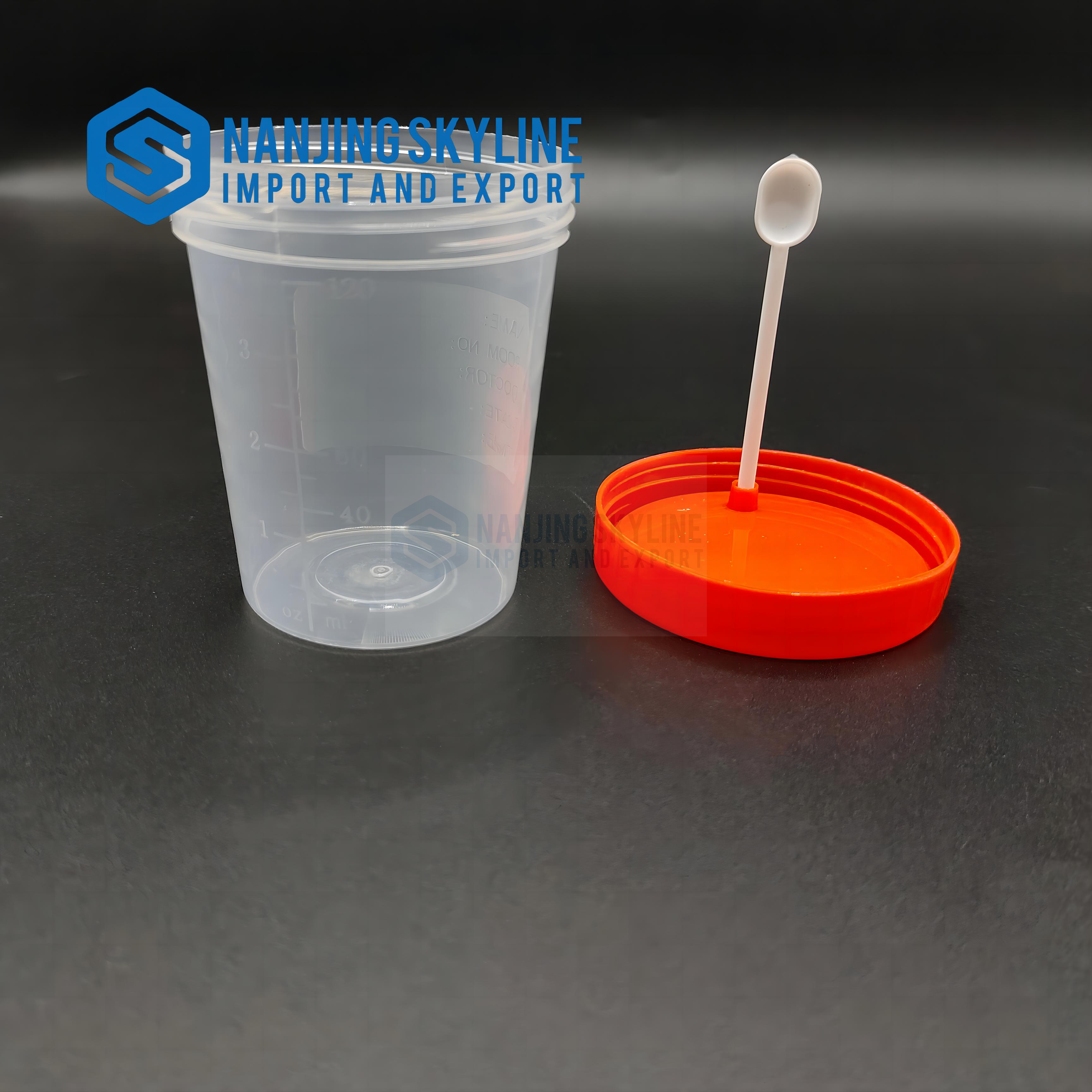 Disposable stool container cup with spoon 120ml sterilized Single package