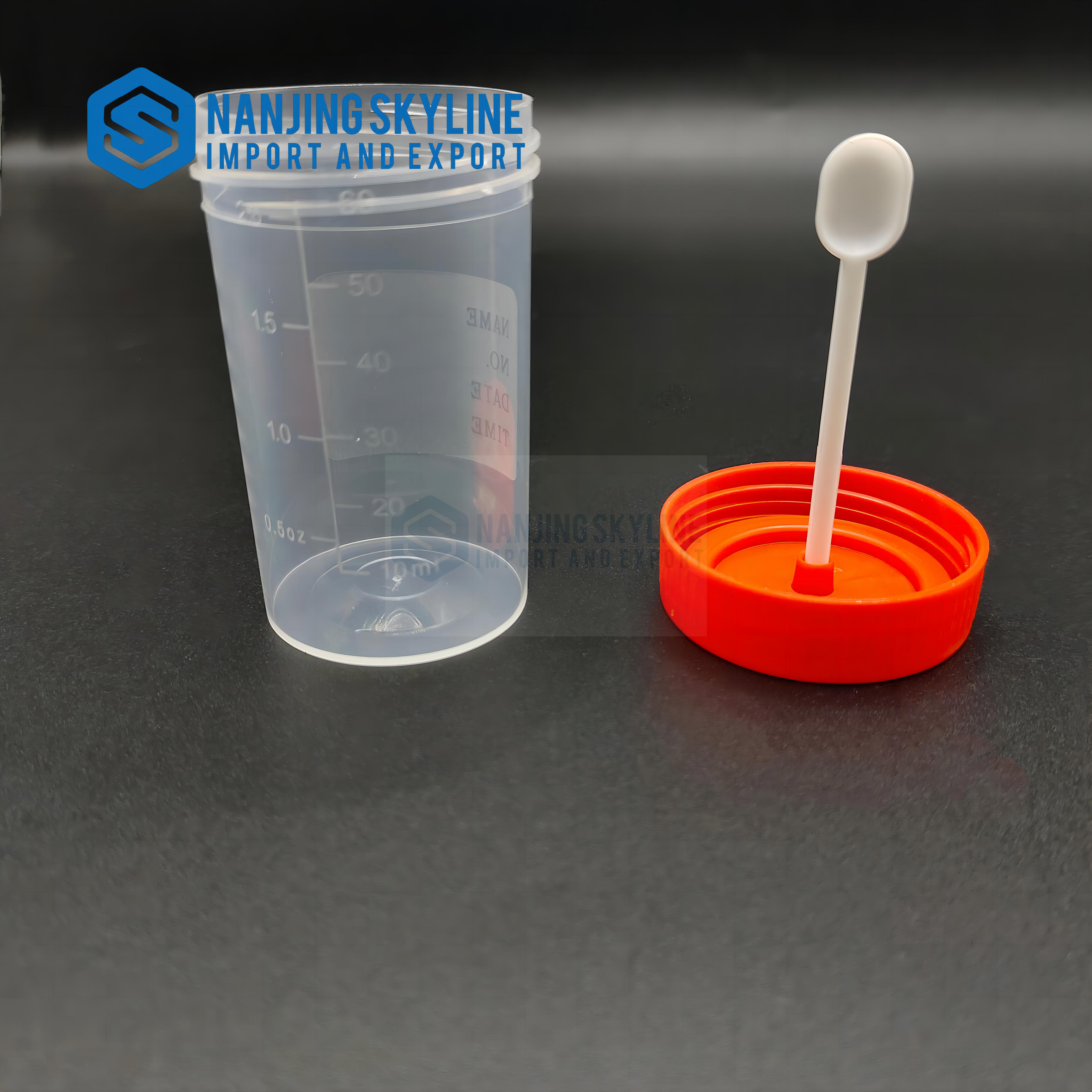 Disposable stool container cup with spoon 60ml sterilized Single package