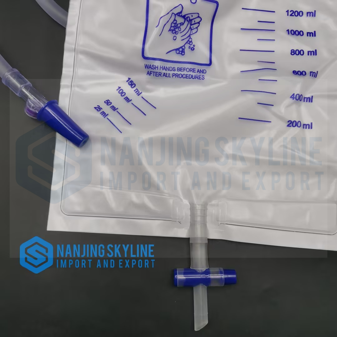 Medical disposable Urine Collection Bag T Valve Urine Drainage Bag with sampling port