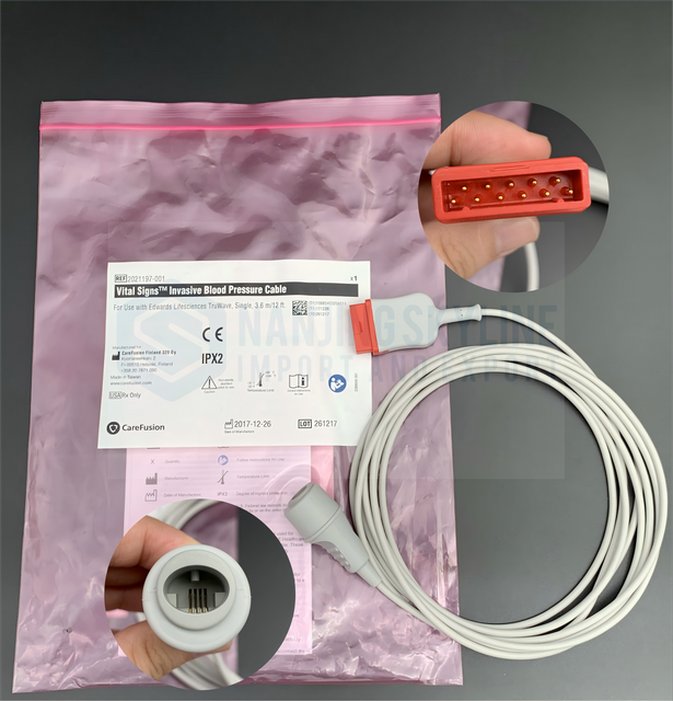 GE Original Invasive Blood Pressure Cable, EDWARDS LE TRUWAVE, 3.6M/12FT. REF: 2021197-001