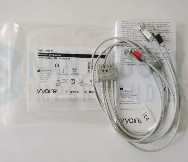 Vyaire GE Original Multi-Link ECG Leadwire. 3-lead, Grabber, AHA, 74cm/29in. REF: 412682-001