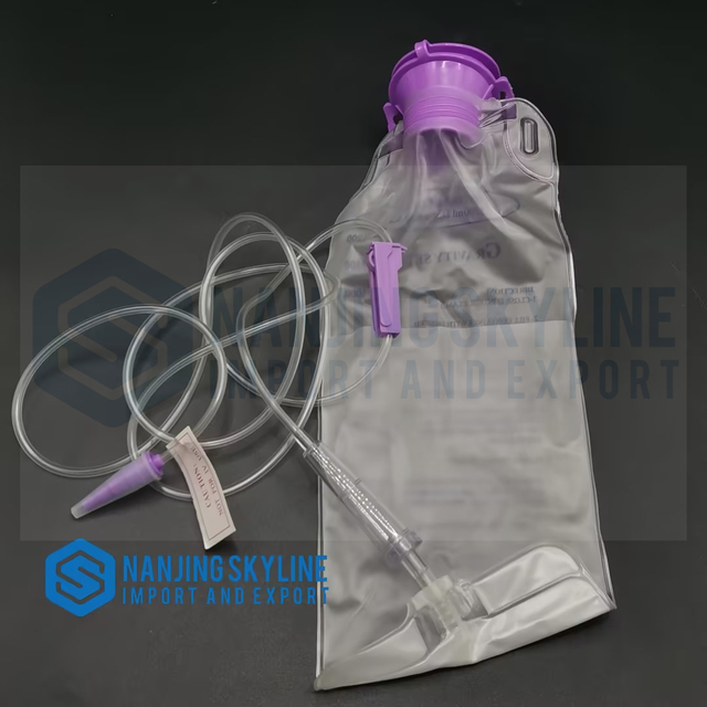 Disposable enteral gravity feeding set nutrition bag