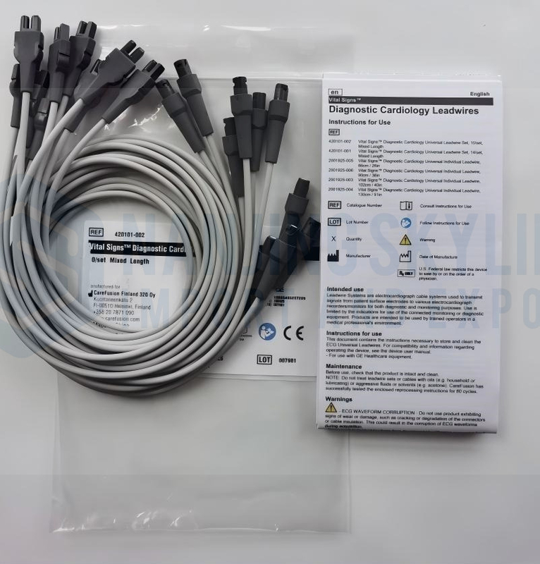 CareFusion GE Original Vital Signs Diagnostic Cardiology Universal Leadwire. 10/set Mixed Length. REF: 420101-002