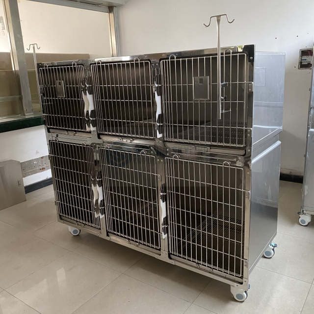 Two-floor Stainless Steel 6 Door Veterinary Cage 1830*700*1575mm