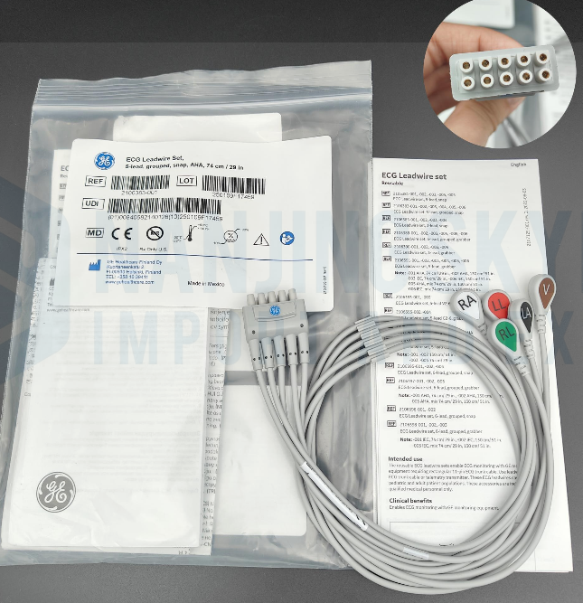 GE Imported Five Lead Buckle Type Wire with 74CM American Standard Adult Non Detachable Order Number 2106383-001