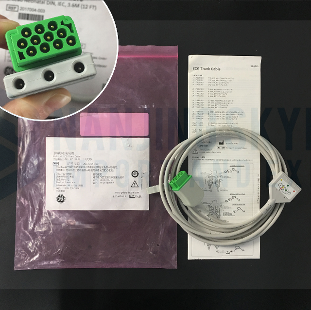 GE Imported Neonatal 3-channel (IEC) Lead Wire 3.6m, Order Number 2017004-003