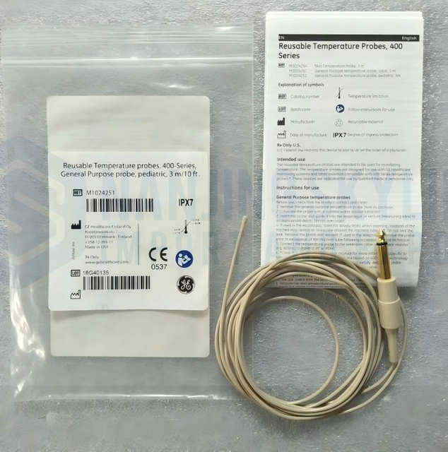GE Original Reusable Temperature Probes, 400-Series, General Purpose Probe, Pediatric, 3m/10ft. REF: M1024251