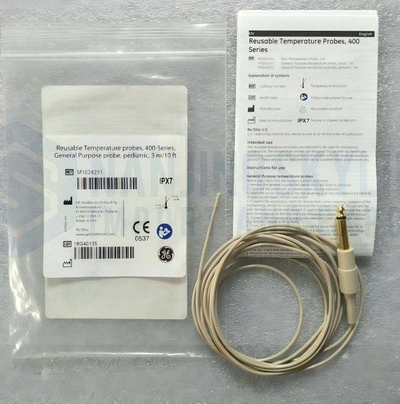 GE Original Reusable Temperature Probes, 400-Series, General Purpose Probe, Pediatric, 3m/10ft. REF: M1024251