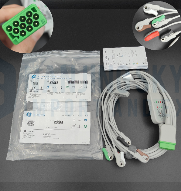 GE Original ECG Wire Integrated Five Lead AHA Standard Clamp 4.7m REF:5831400