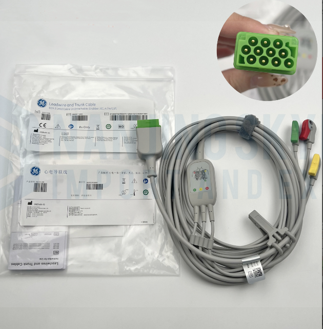 GE Original Imported European Standard (yellow, Red, Green) Three Lead Clip on Integrated Adult 4.7m Order Number 5831399