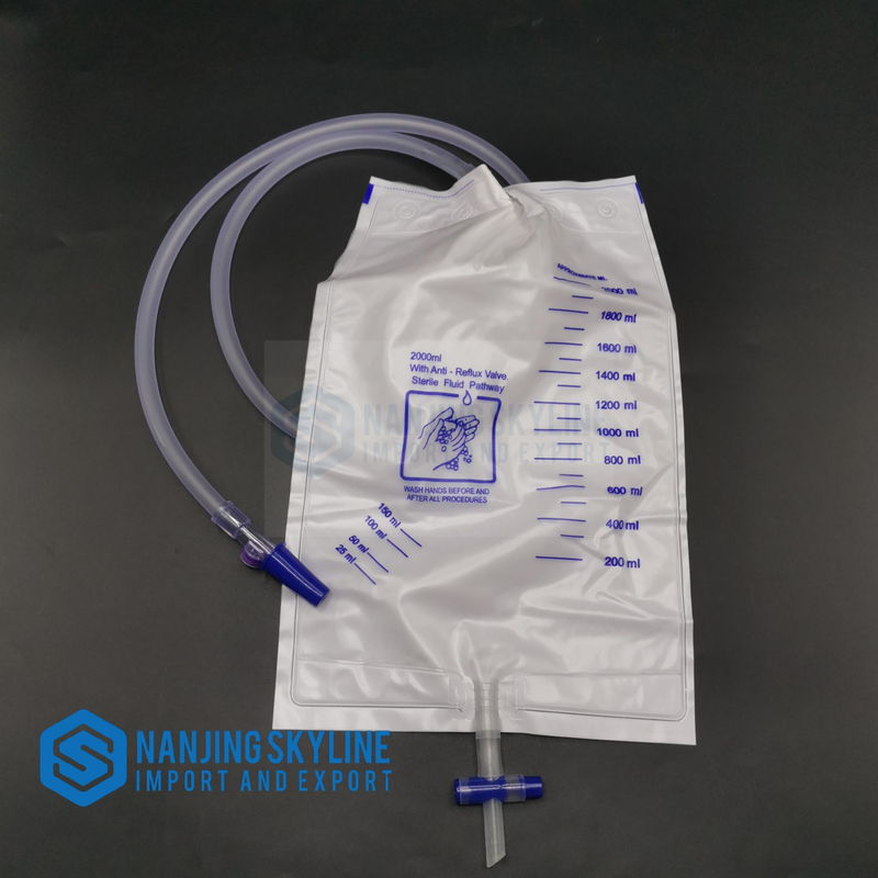 Medical disposable Urine Collection Bag T Valve Urine Drainage Bag with sampling port