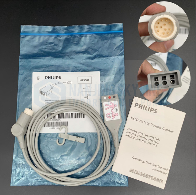 PHILIPS Original 3 Lead ECG Safety Trunk Cables,AAM. REF:M1500A