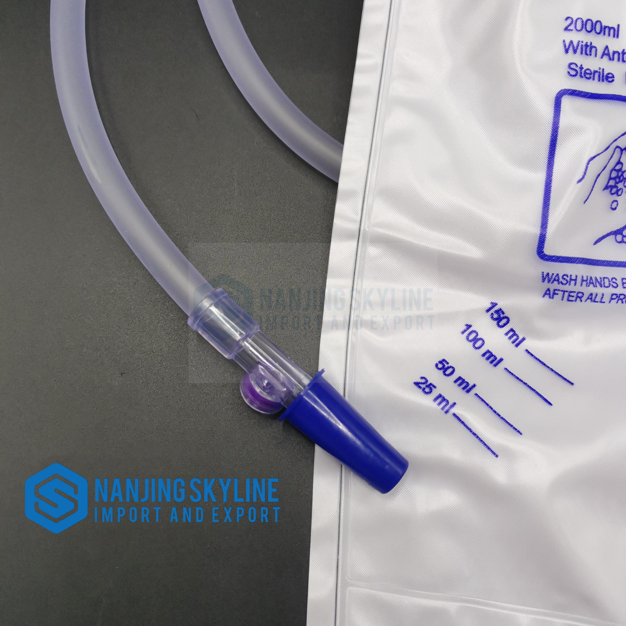 Medical disposable Urine Collection Bag T Valve Urine Drainage Bag with sampling port