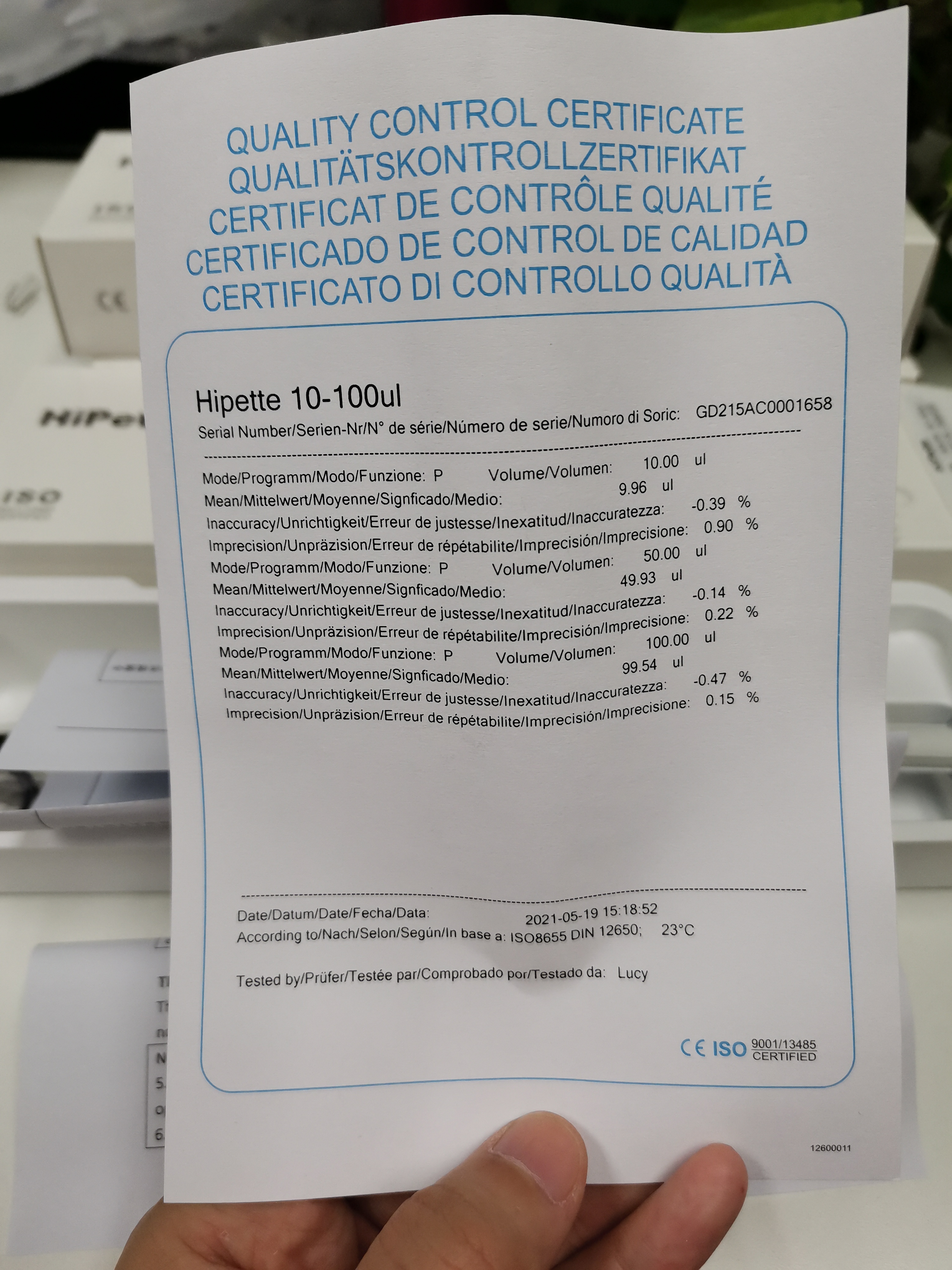 Hipette Fully Autoclavable Mechanical Pipette 10-100ul