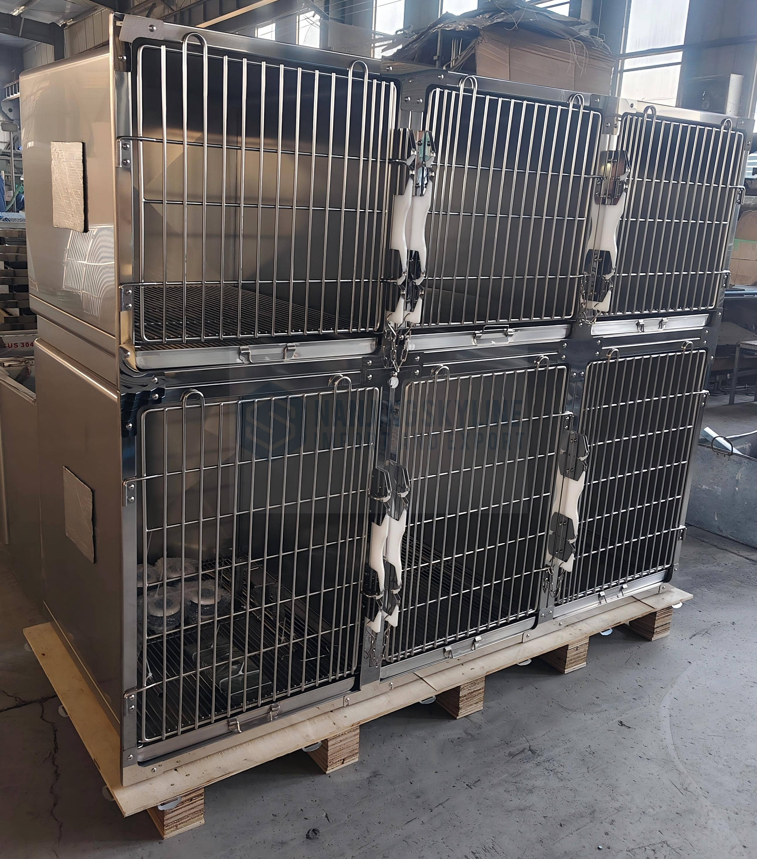 Two-floor Stainless Steel 6 Door Veterinary Cage 1830*700*1575mm