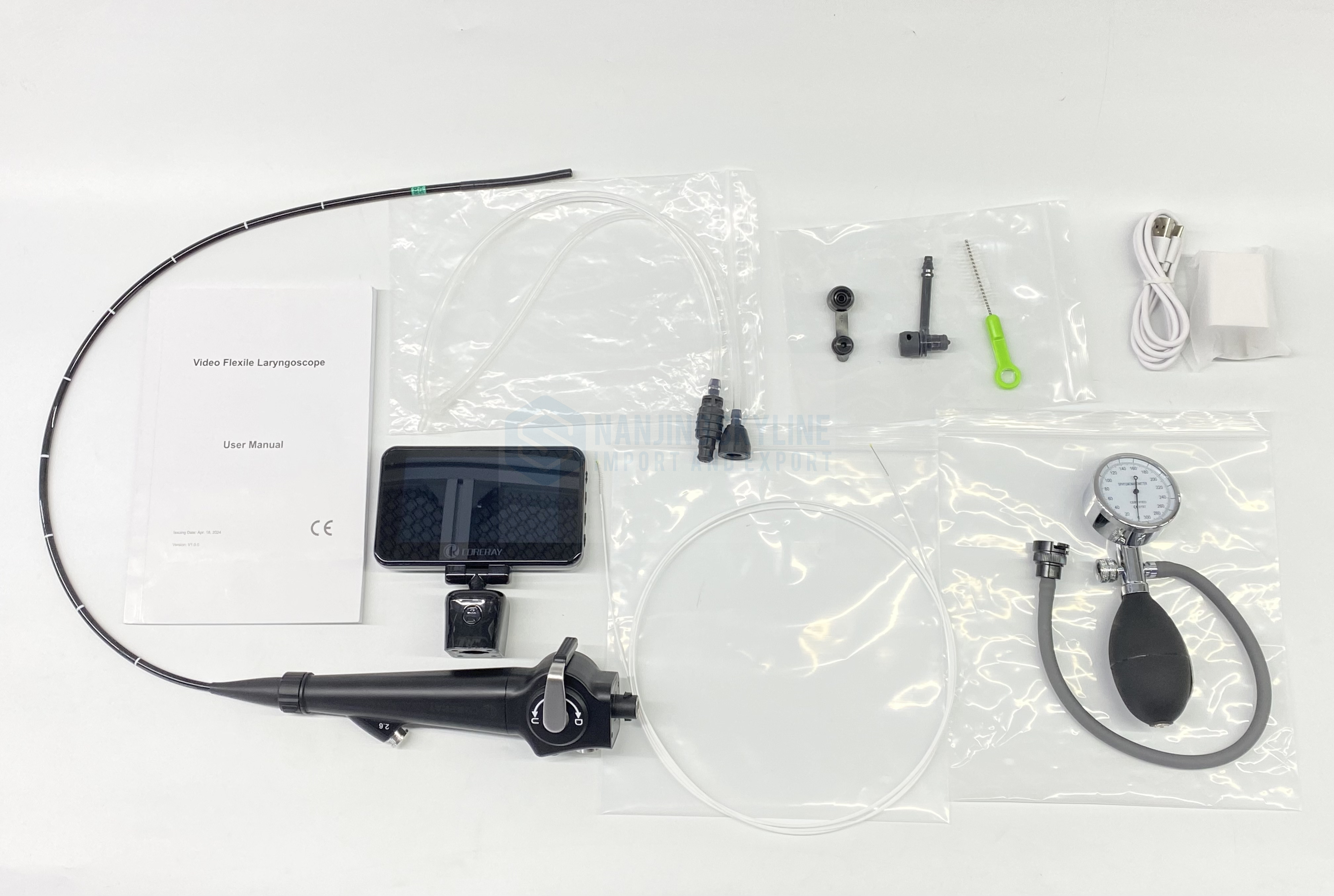 QINEX CARE Handheld Flexible Video Laryngoscope with 4.5 Inch Monitor 